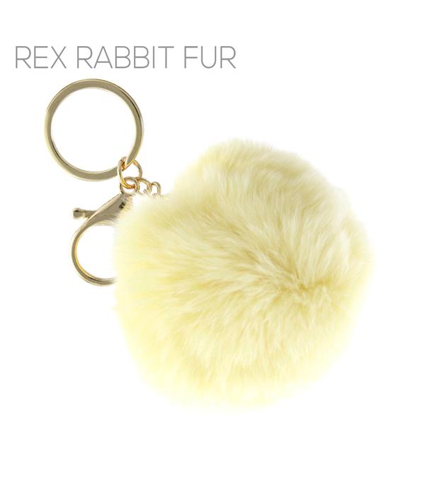 <font color=BLUE>WATCH BAND/ GIFT ITEMS</font> :: KEYCHAINS :: Wholesale Rex Rabbit Fur Pom Pom Keychain