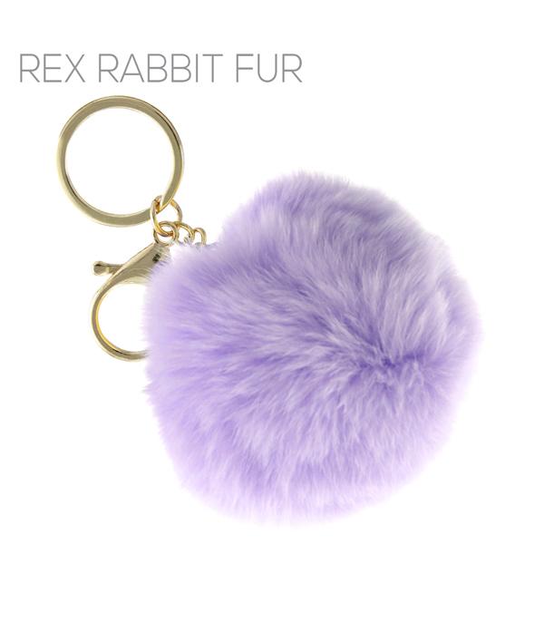 <font color=BLUE>WATCH BAND/ GIFT ITEMS</font> :: KEYCHAINS :: Wholesale Rex Rabbit Fur Pom Pom Keychain