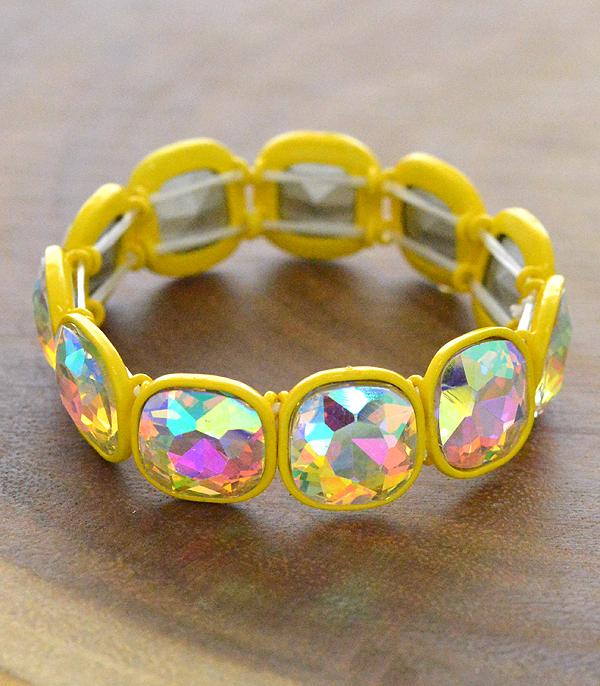 BRACELETS :: STRETCH :: Wholesale Iridescent Glass Stone Bracelet