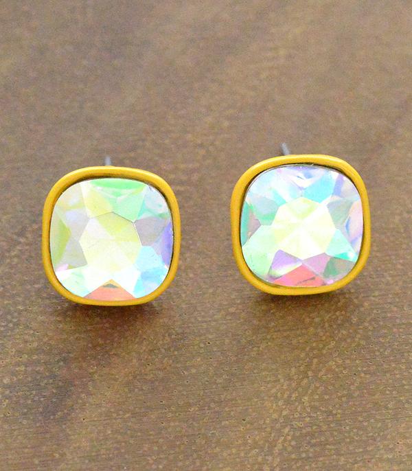 <font color=black>SALE ITEMS</font> :: JEWELRY :: Earrings :: Wholesale Iridescent Glass Stone Stud Earrings