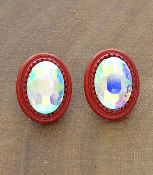 <font color=black>SALE ITEMS</font> :: JEWELRY :: Earrings :: Wholesale Glass Stone Oval Shape Stud Earrings