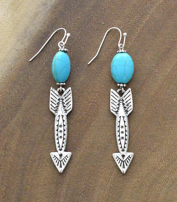 EARRINGS :: WESTERN HOOK EARRINGS :: Wholesale Turquoise Arrow Dangle Earrings