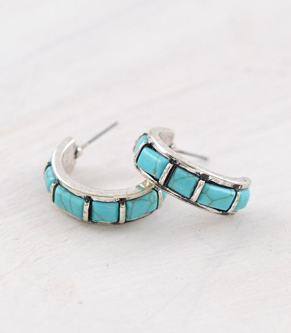 New Arrival :: Wholesale Tipi Western Turquoise Hoop Earrings
