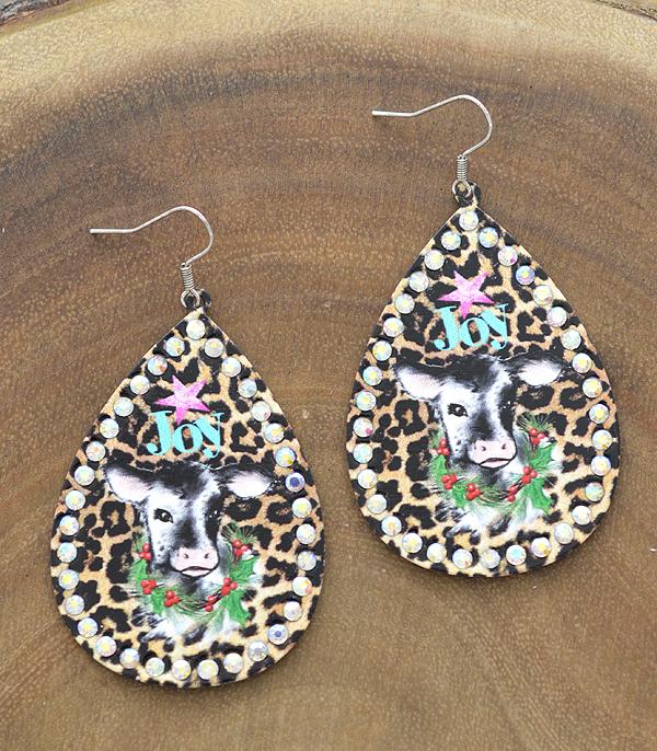 <font color=GREEN>HOLIDAYS</font> :: Wholesale Christmas Cow Teardrop Earrings