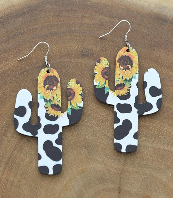 <font color=black>SALE ITEMS</font> :: JEWELRY :: Earrings :: Wholesale Cow Print Cactus Earrings