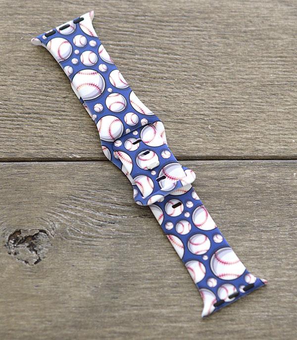 <font color=BLUE>WATCH BAND/ GIFT ITEMS</font> :: SMART WATCH BAND :: Wholesale Baseball Print Silicone Watch Band