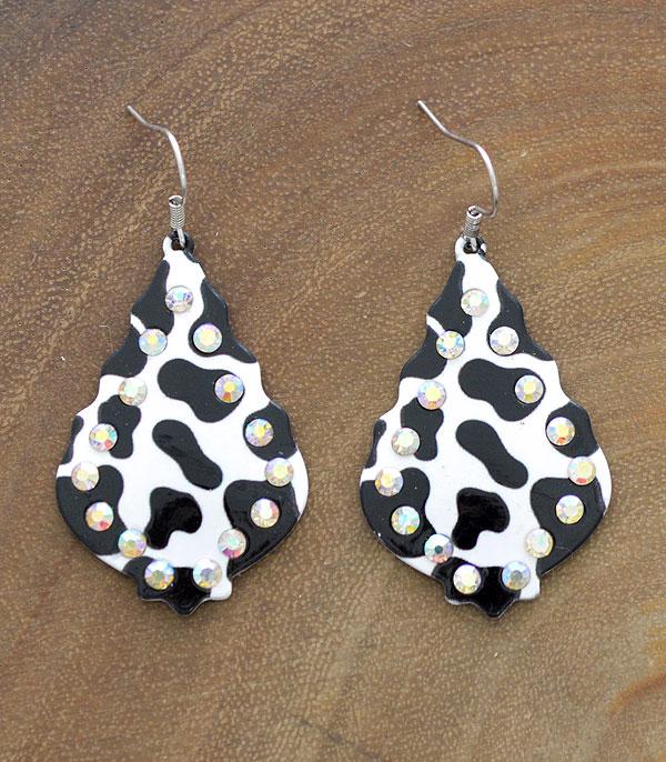 <font color=black>SALE ITEMS</font> :: JEWELRY :: Earrings :: Wholesale Cow Print Rhinestone Earrings