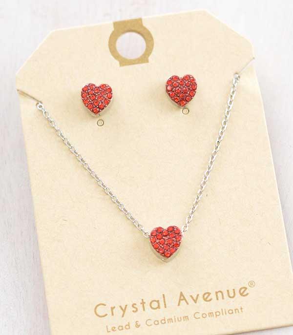 <font color=red>VALENTINE'S</font> :: Wholesale Rhinestone Dainty Heart Necklace Set