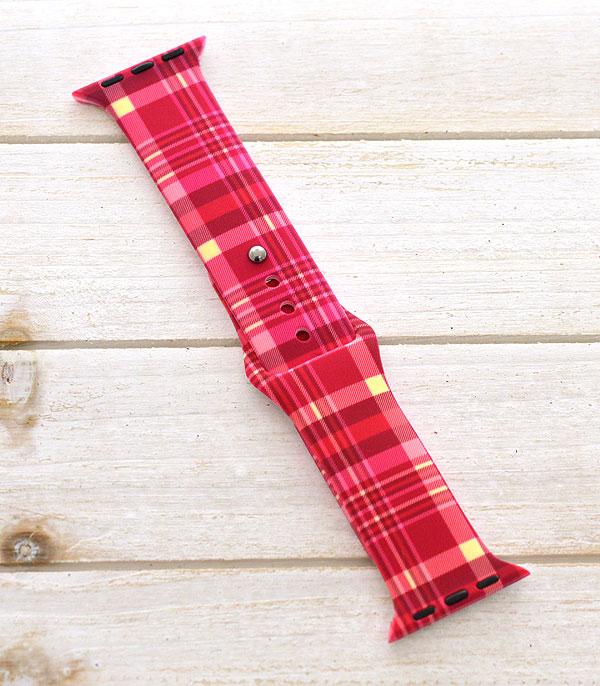 <font color=BLUE>WATCH BAND/ GIFT ITEMS</font> :: SMART WATCH BAND :: Wholesale Pink Plaid Silicone Apple Watch Band