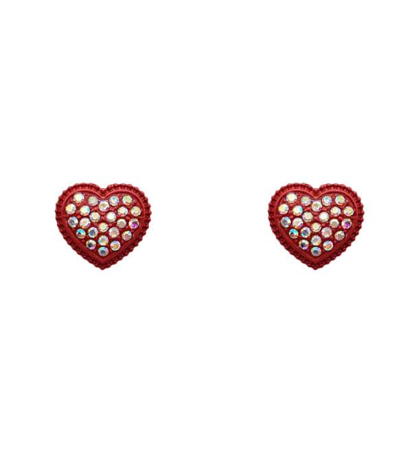 RHINESTONE I CUBIC ZIRCONIA :: Wholesale Rhinestone Heart Stud Earrings
