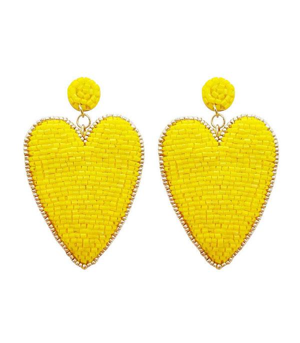 EARRINGS :: POST EARRINGS :: Wholesale Seed Bead Heart Dangle Earrings