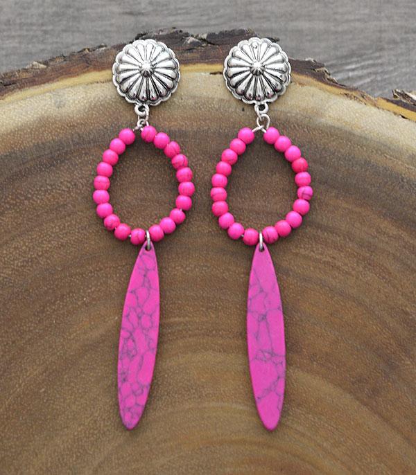 <font color=#FF6EC7>PINK COWGIRL</font> :: Wholesale Western Concho Turquoise Earrings