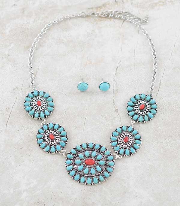NECKLACES :: WESTERN TREND :: Wholesale Tipi Western Turquoise Necklace Set