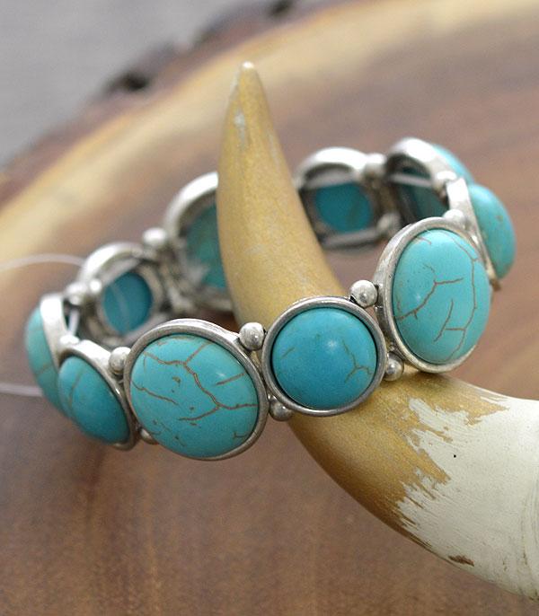 BRACELETS :: STRETCH :: Wholesale Turquoise Semi Stone Stretch Bracelet