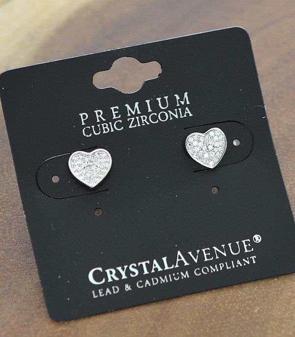 RHINESTONE I CUBIC ZIRCONIA :: Wholesale Rhinestone Heart Stud Earrings
