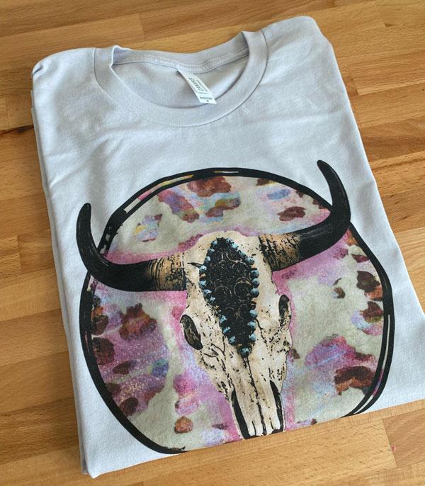 GRAPHIC TEES :: GRAPHIC TEES :: Wholesale Bull Skull Western Graphic Tshirt