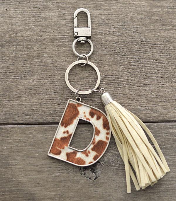 <font color=BLUE>WATCH BAND/ GIFT ITEMS</font> :: KEYCHAINS :: Wholesale Tipi Western Cowhide Initial Keychain