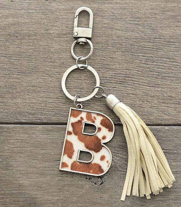<font color=BLUE>WATCH BAND/ GIFT ITEMS</font> :: KEYCHAINS :: Wholesale Tipi Western Cowhide Initial Keychain
