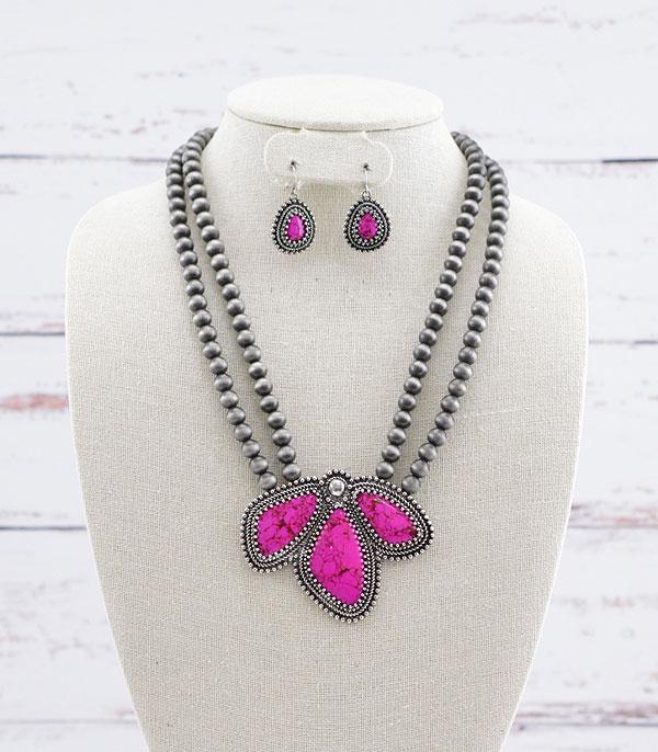 <font color=#FF6EC7>PINK COWGIRL</font> :: Wholesale Western Semi Stone Navajo Necklace