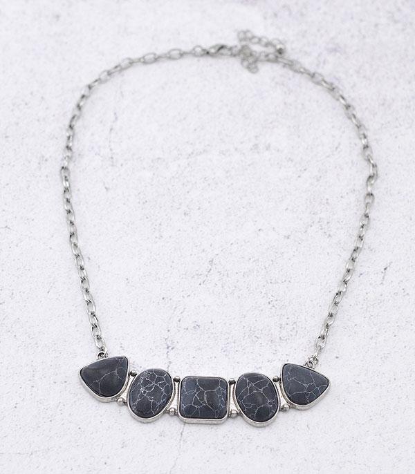 NECKLACES :: TRENDY :: Wholesale Western Black Semi Stone Necklace