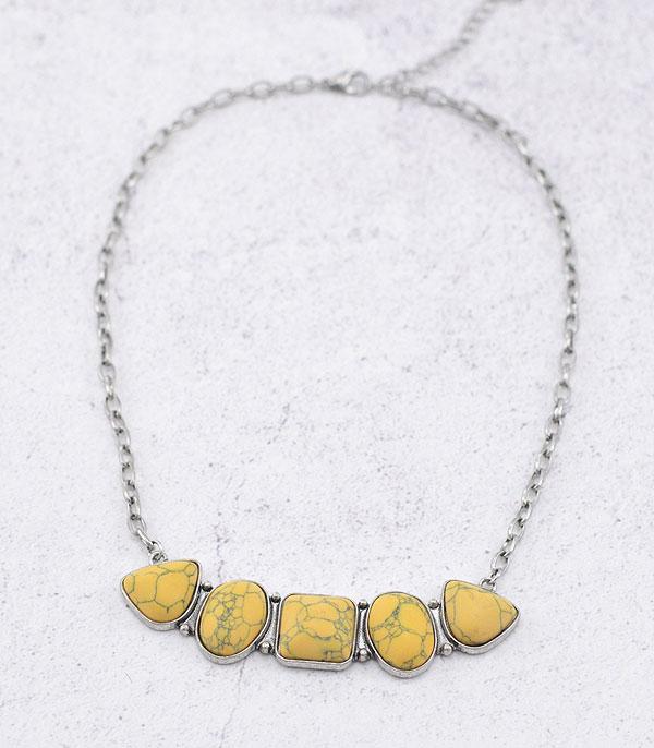 NECKLACES :: TRENDY :: Wholesale Western Yellow Semi Stone Necklace