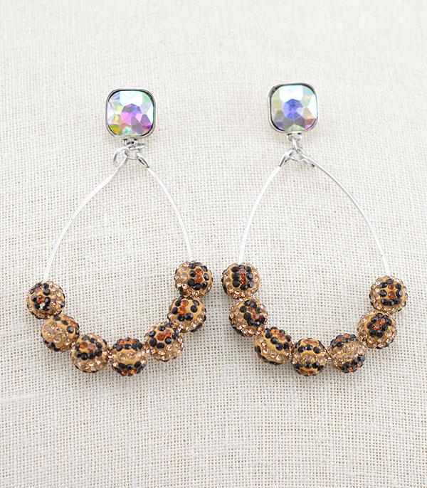 <font color=black>SALE ITEMS</font> :: JEWELRY :: Earrings :: Wholesale Leopard Stone Pave Ball Earrings