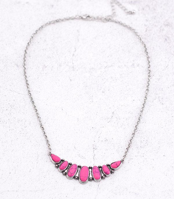 NECKLACES :: TRENDY :: Wholesale Western Pink Stone Collar Necklace