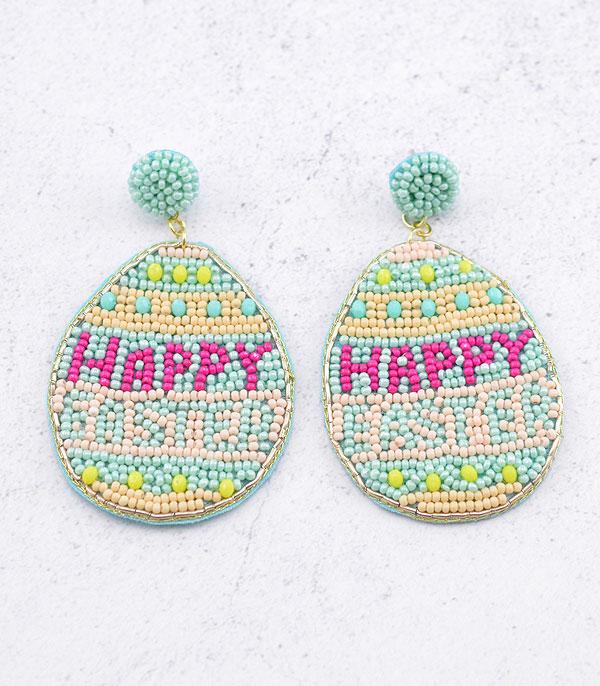 <font color=green>SPRING</font> :: Wholesale Seed Bead Easter Egg Earrings
