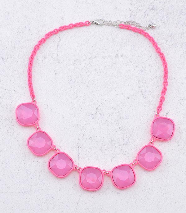 NECKLACES :: TRENDY :: Wholesale Glass Stone Collar Necklace