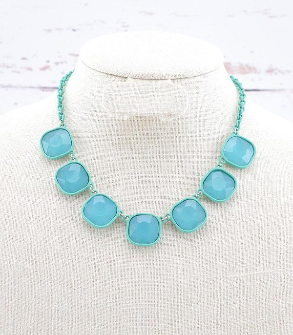 NECKLACES :: TRENDY :: Wholesale Glass Stone Collar Necklace