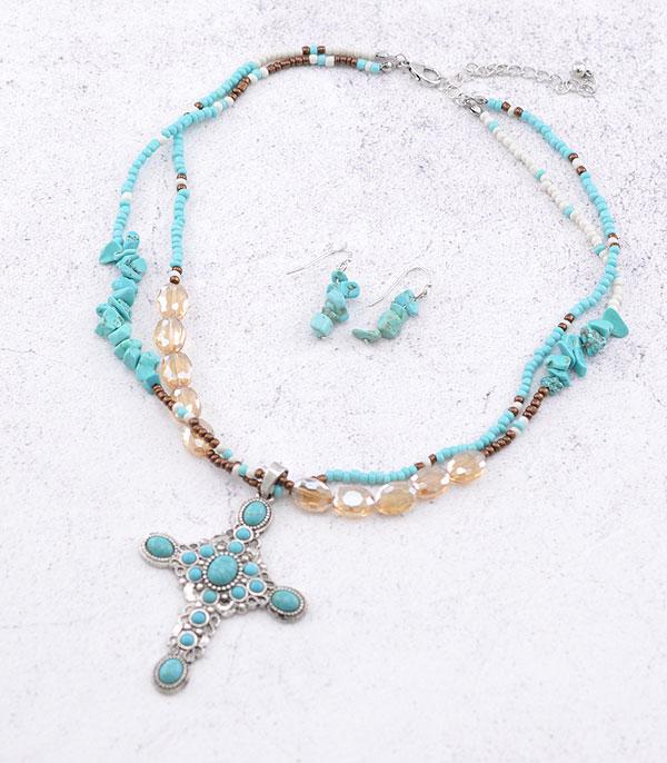 NECKLACES :: WESTERN TREND :: Wholesale Western Turquoise Layered Necklace Set