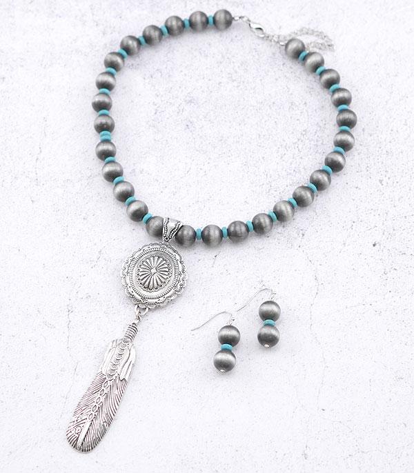 NECKLACES :: WESTERN TREND :: Wholesale Navajo Pearl Bead Concho Necklace