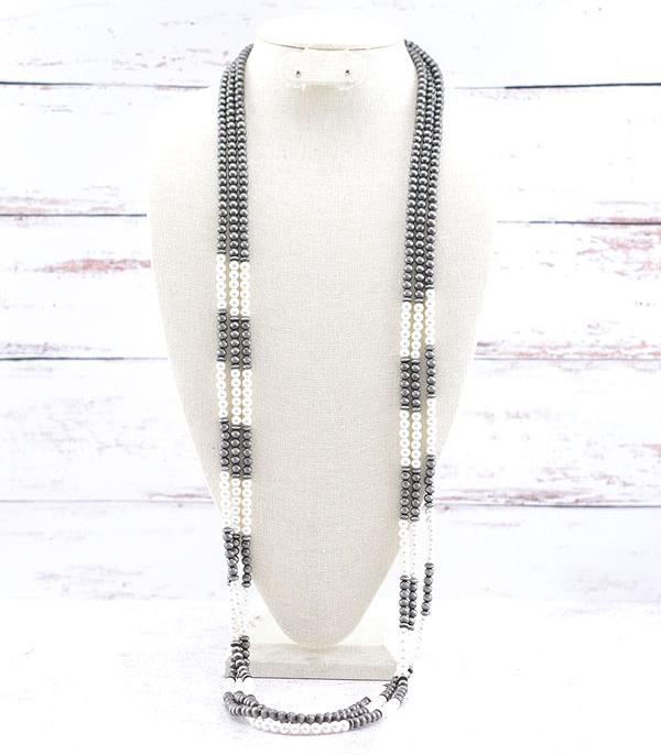 NECKLACES :: WESTERN LONG NECKLACES :: Wholesale Navajo Pearl Bead Layered Necklace