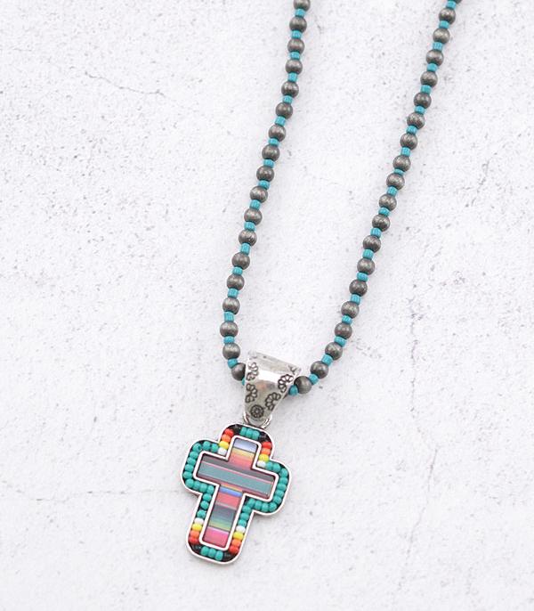 NECKLACES :: WESTERN TREND :: Wholesale Western Seed Bead Cross Necklace
