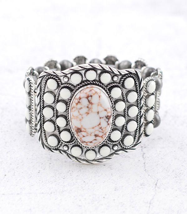 BRACELETS :: STRETCH :: Wholesale Western Semi Stone Chunky Bracelet