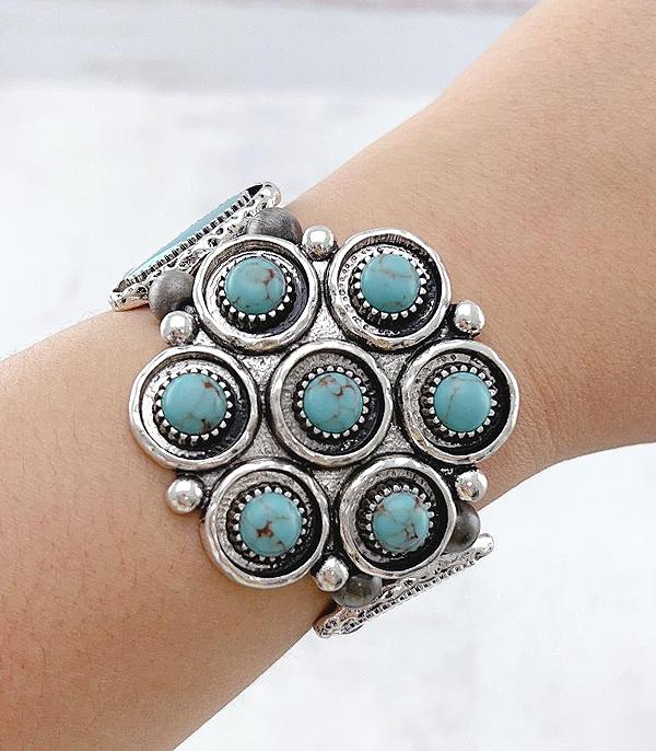 BRACELETS :: STRETCH :: Wholesale Turquoise Semi Stone Chunky Bracelet