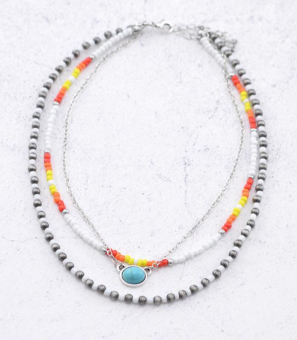 NECKLACES :: CHOKER | INSPIRATION :: Wholesale Navajo Seed Bead Layered Necklace