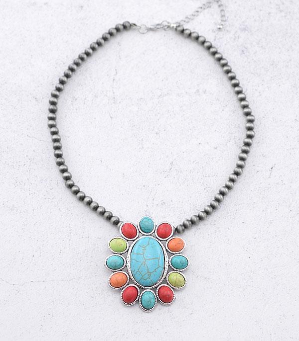 NECKLACES :: WESTERN TREND :: Wholesale Western Turquoise Concho Necklace 