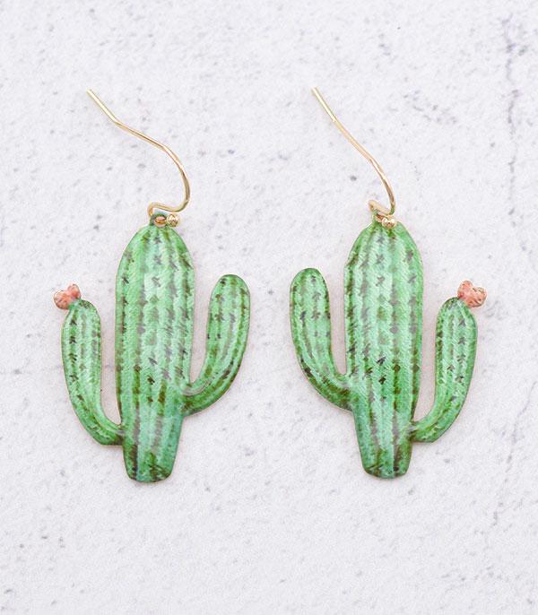 EARRINGS :: TRENDY EARRINGS :: Wholesale Epoxy Cactus Dangle Earrings