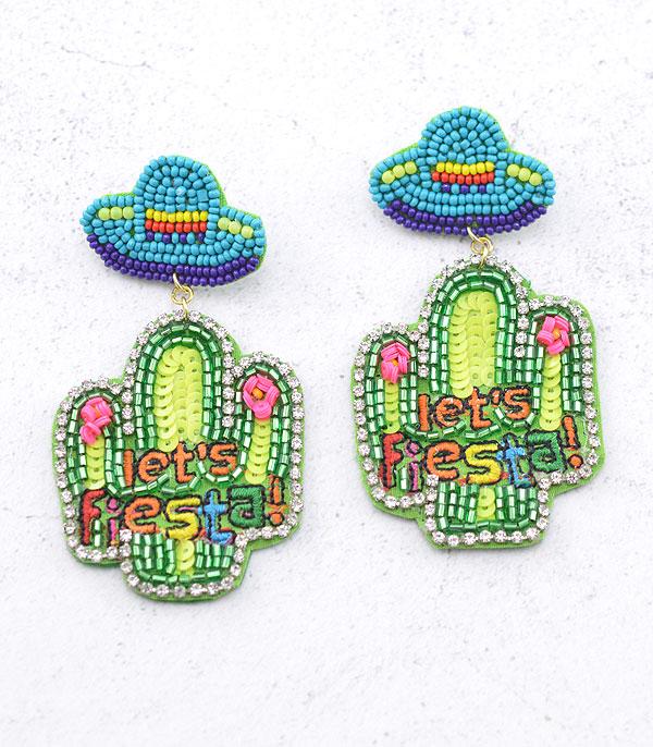 EARRINGS :: TRENDY EARRINGS :: Wholesale Seed Bead Handmade Cactus Earrings