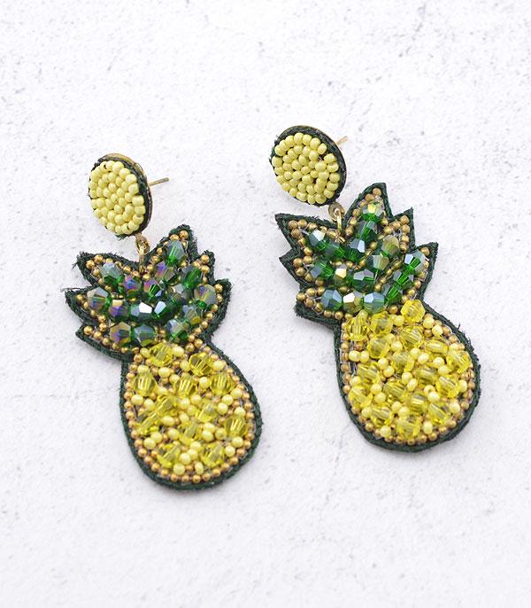 EARRINGS :: TRENDY EARRINGS :: Wholesale Handmade Seed Bead Pineapple Earrings