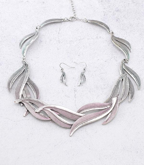 NECKLACES :: TRENDY :: Wholesale Silver Plated Statement Necklace Set