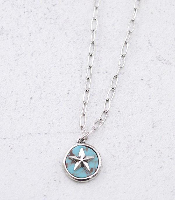 NECKLACES :: CHAIN WITH PENDANT :: Wholesale Western Star Turquoise Pendant Necklace