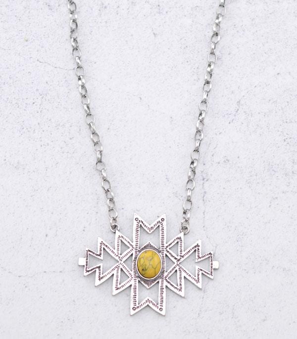 NECKLACES :: CHAIN WITH PENDANT :: Wholesale Western Aztec Semi Stone Necklace