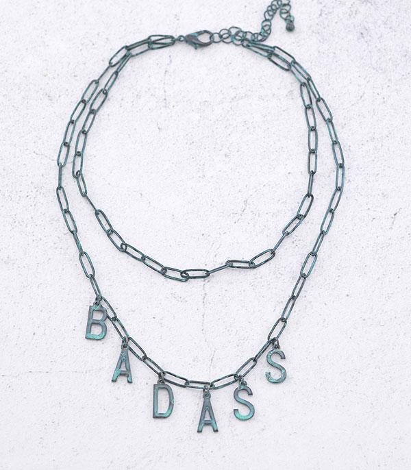 NECKLACES :: CHAIN WITH PENDANT :: Wholesale Western Badass Letters Charm Necklace