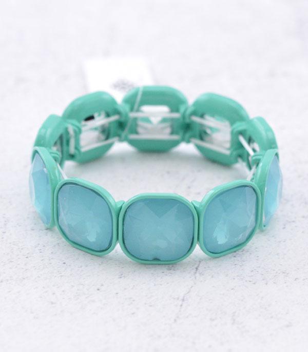 BRACELETS :: STRETCH :: Wholesale Color Glass Stone Bracelet