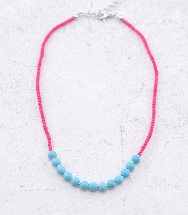 NECKLACES :: CHOKER | INSPIRATION :: Wholesale Western Turquoise Seed Bead Choker
