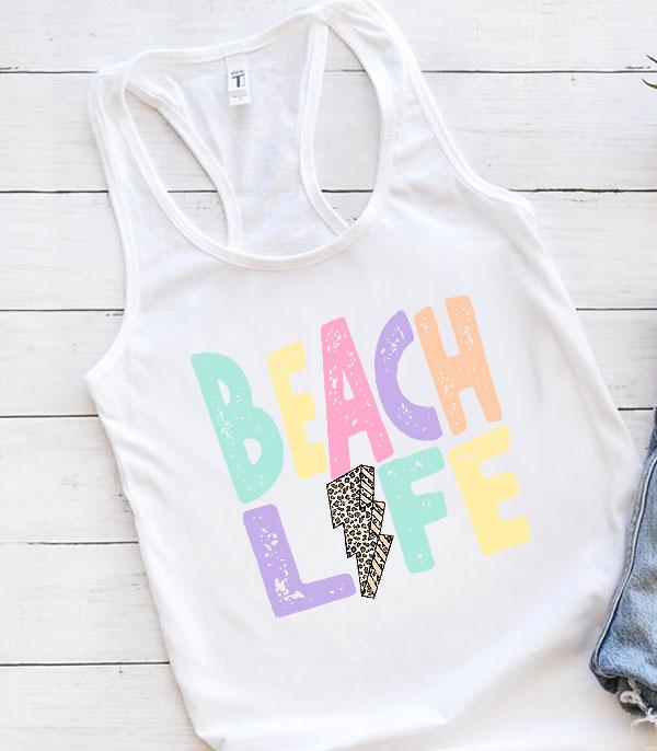 GRAPHIC TEES :: GRAPHIC TEES :: Wholesale Beach Life Lightning Bolt Tank Top