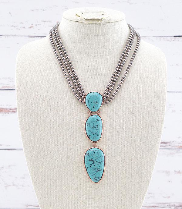NECKLACES :: WESTERN TREND :: Wholesale Turquoise Navajo Bead Drop Necklace