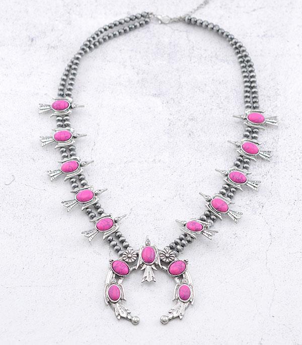 <font color=#FF6EC7>PINK COWGIRL</font> :: Wholesale Western Squash Blossom Necklace